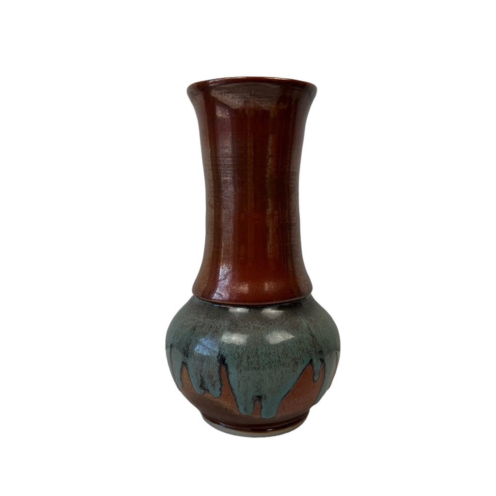 Pottery Ceramic Vase Brown Blue Green Home Decor Accessories Signed